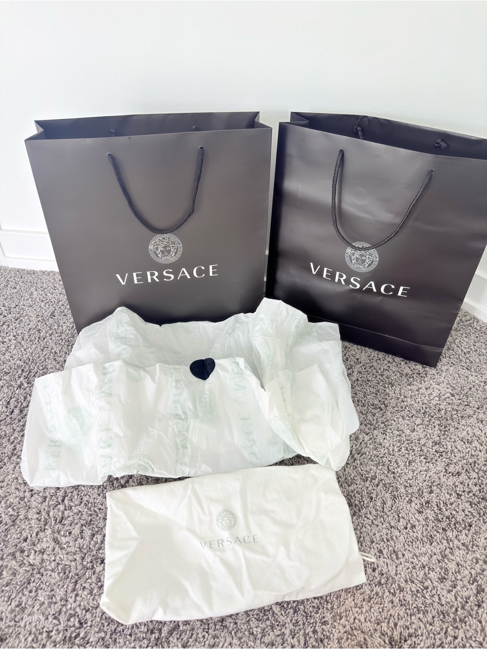 Versace Black and White Branded Gift Bags with Dust Bag